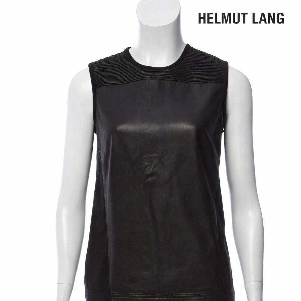 NWT Helmut Lang Lamb Leather Sleeveless Top — Black — Petite